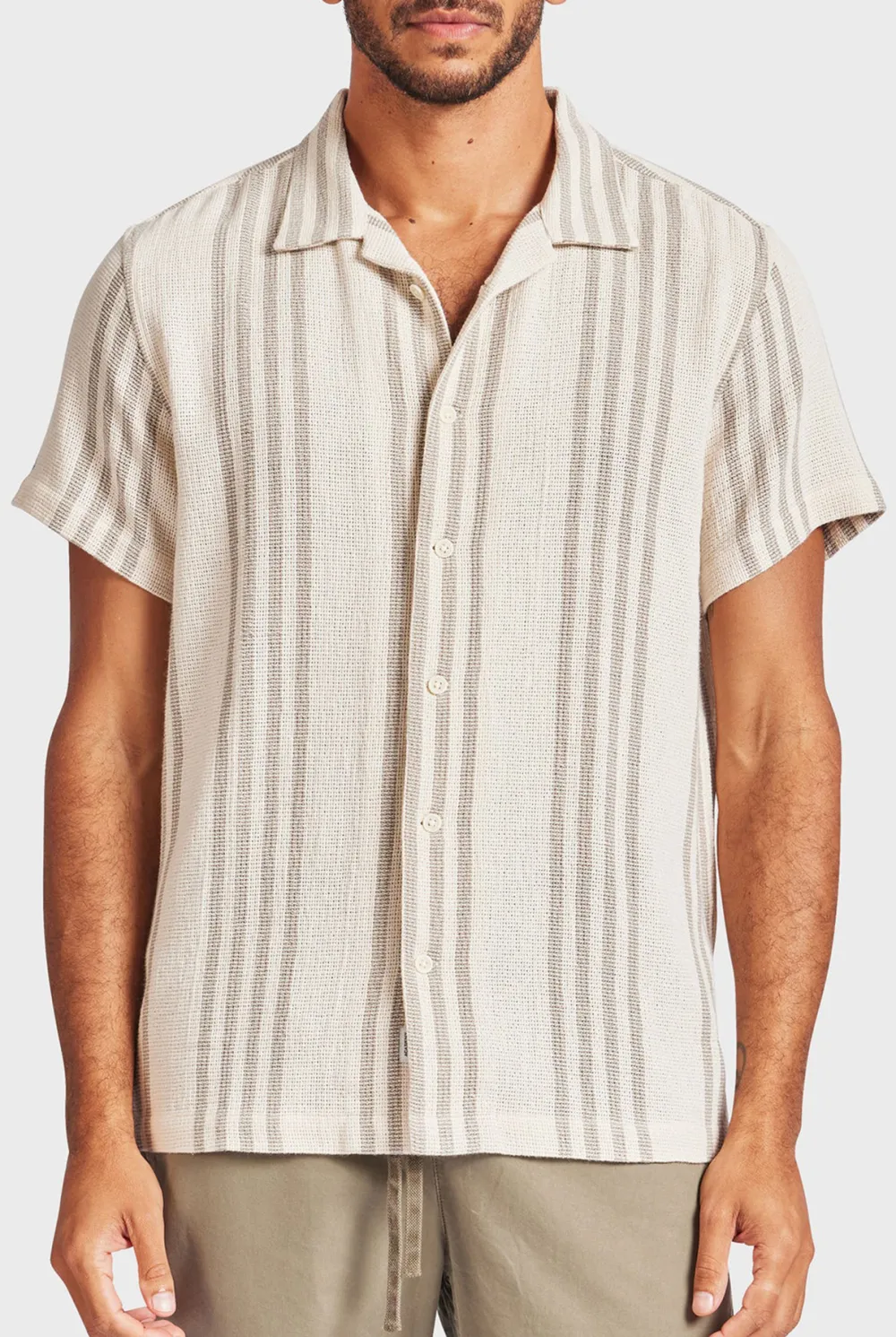 Vertical Stripe Short Sleeve Shirt-Seasponge