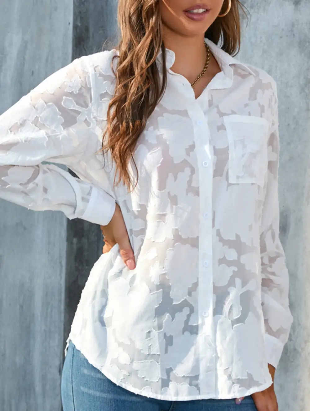 Loose Draped Chiffon Blouse