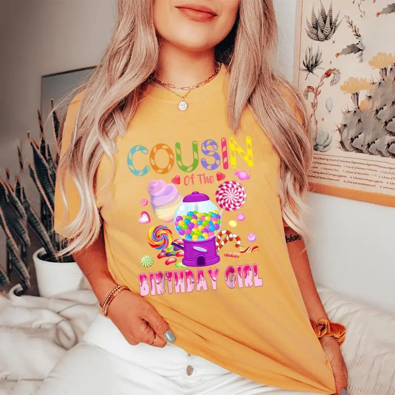 Cousin Of The Birthday Girl Candyland Candy Birthday Women's Oversized Comfort T-Shirt
