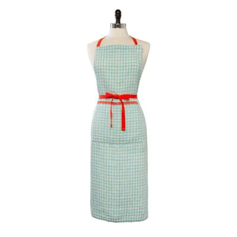 Botanical Two-Tone Gingham Apron