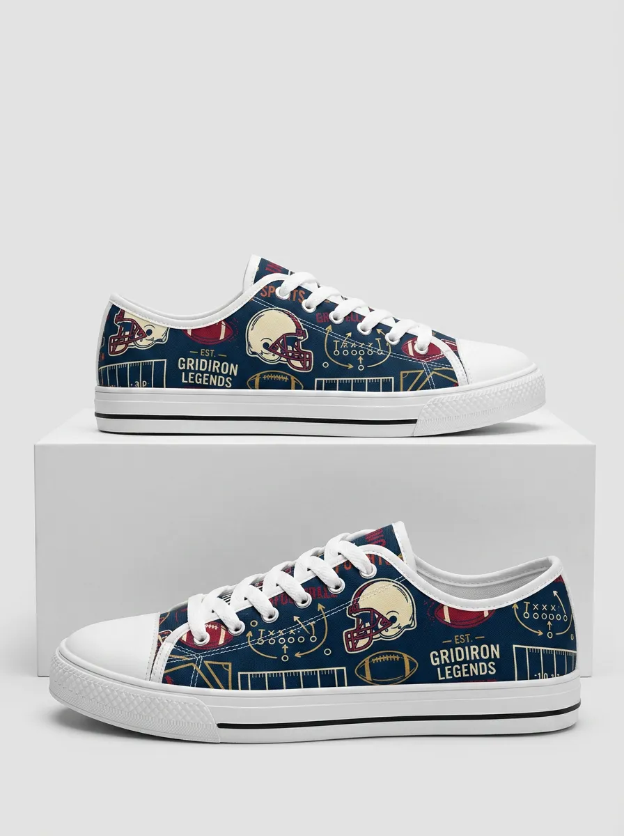 Men's Football Fan Gridiron Legends Helmet Printed Sneakers