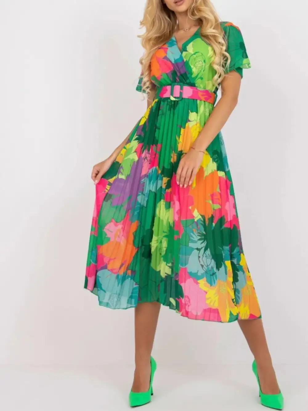 Wrap Printed Midi Dress