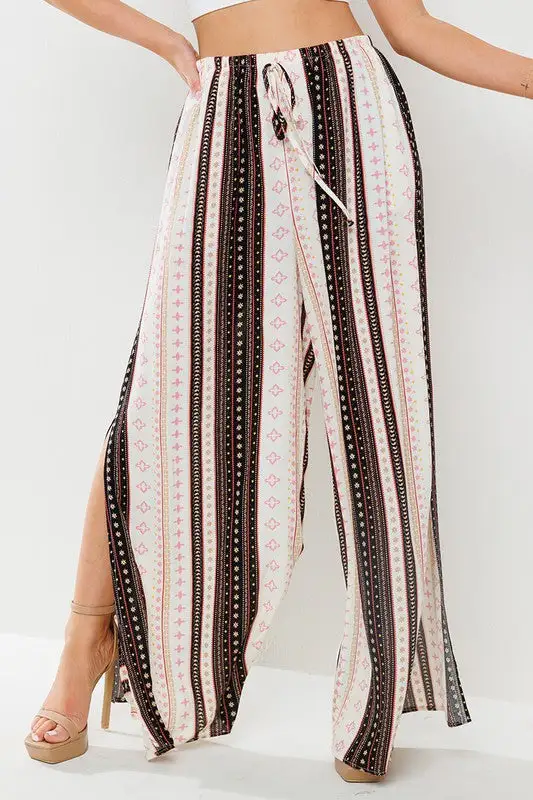 Wide Leg Side Slit Pants
