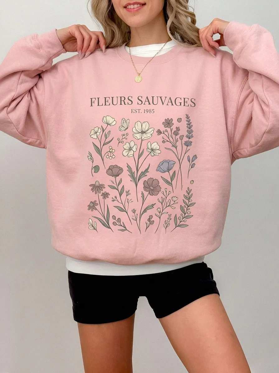 Women's Floral Nature Lover Fleurs Sauvages Printed Sweatshirt