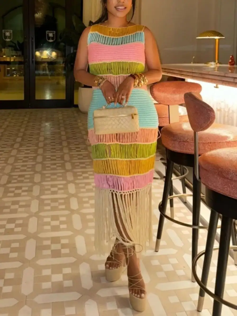 Knit Color-Block Maxi Dress