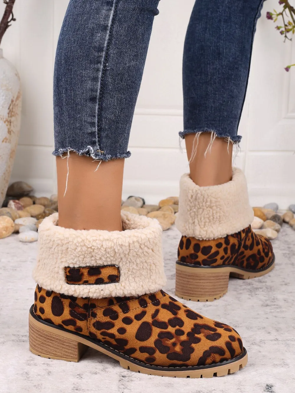 Leopard Print Heels Boots
