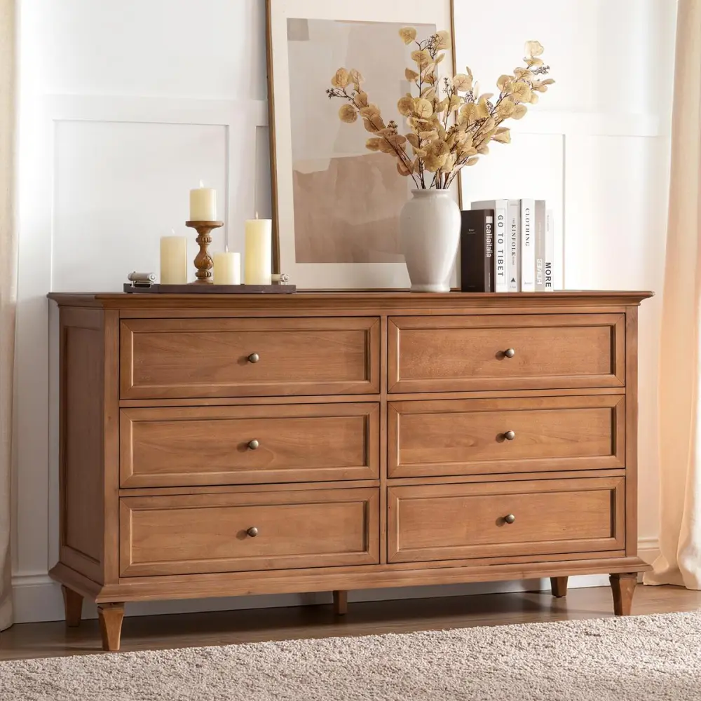 Transitional Solid Wood Dresser And Nightstand