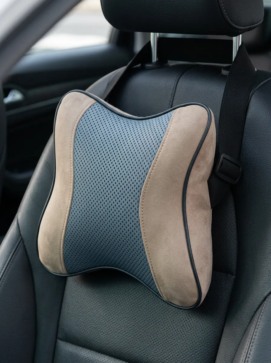 Neck-Support Suede-Look Ergonomic-Style Car Neck Support Pillow