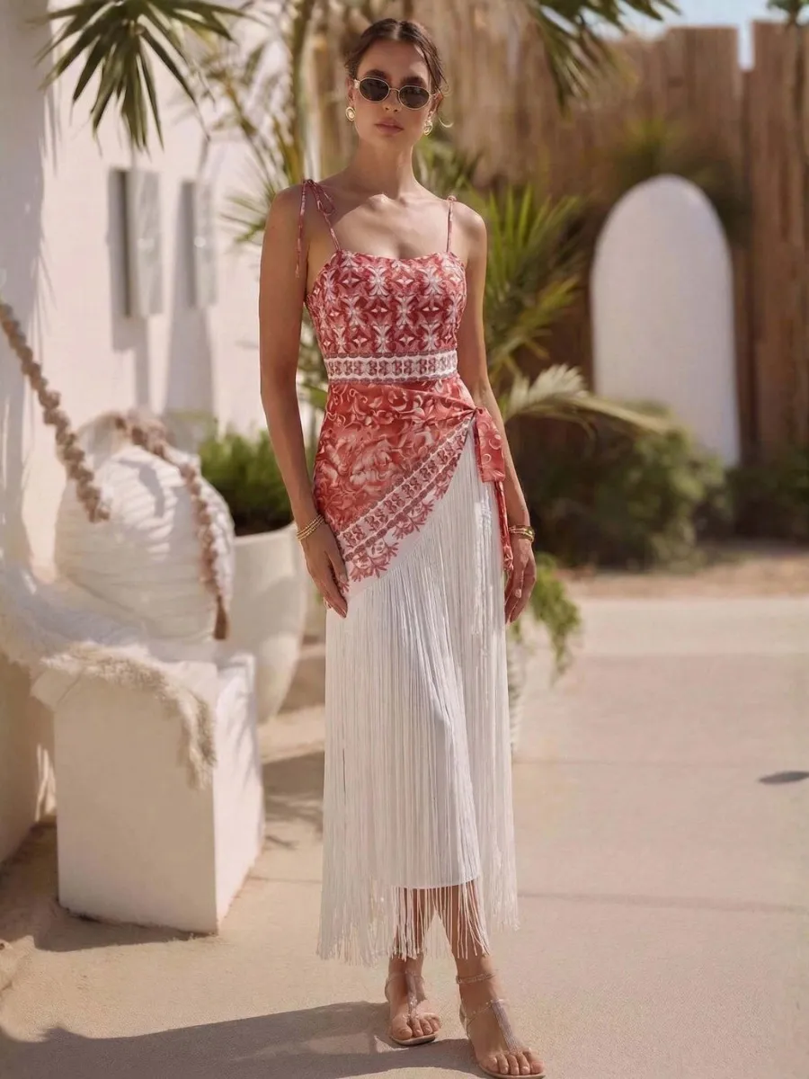 Hazel Ethnic-Style Tasseled Swimsuit Set