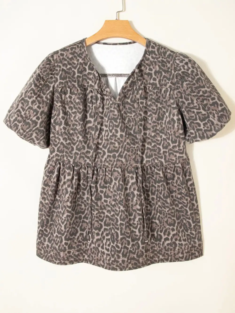 Leopard Print Ruffle Hem Top