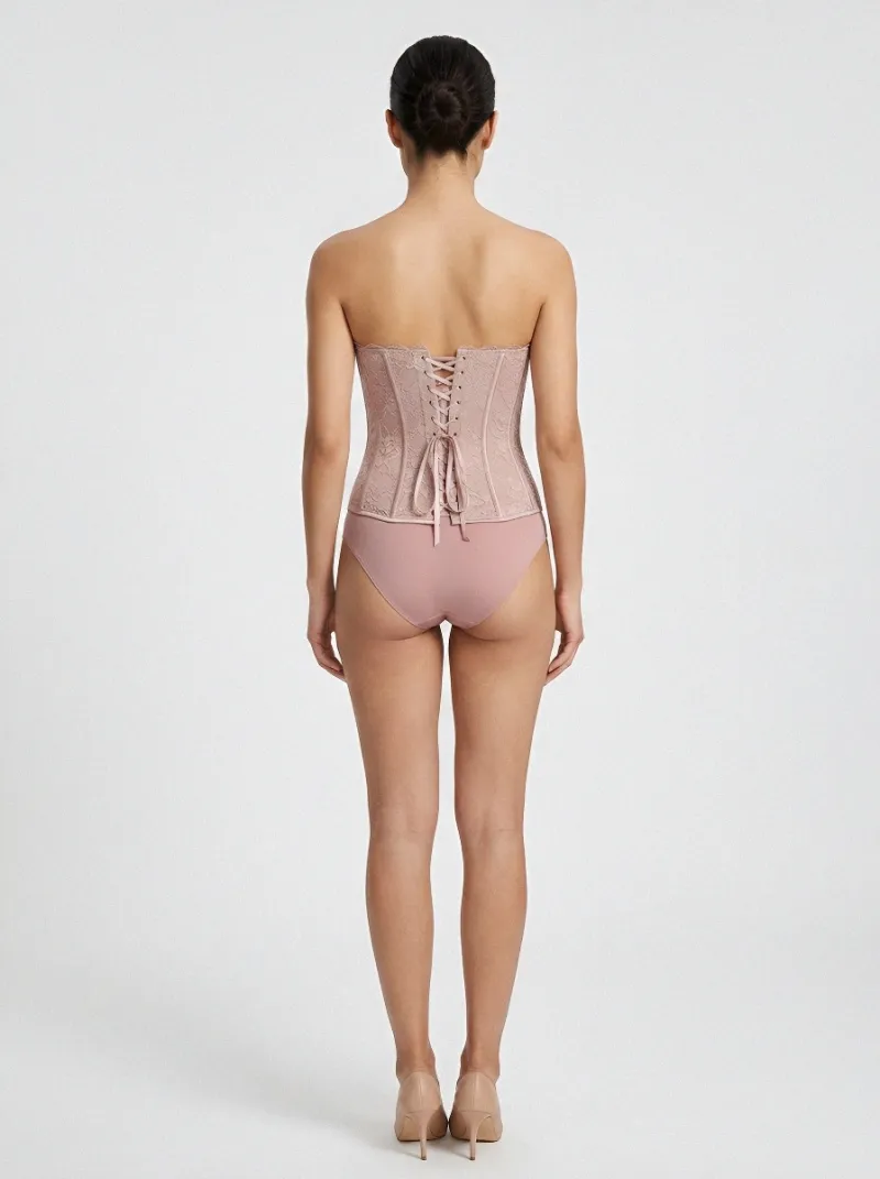 Floral Lace-Trim Vintage-Inspired Women's Corset Top