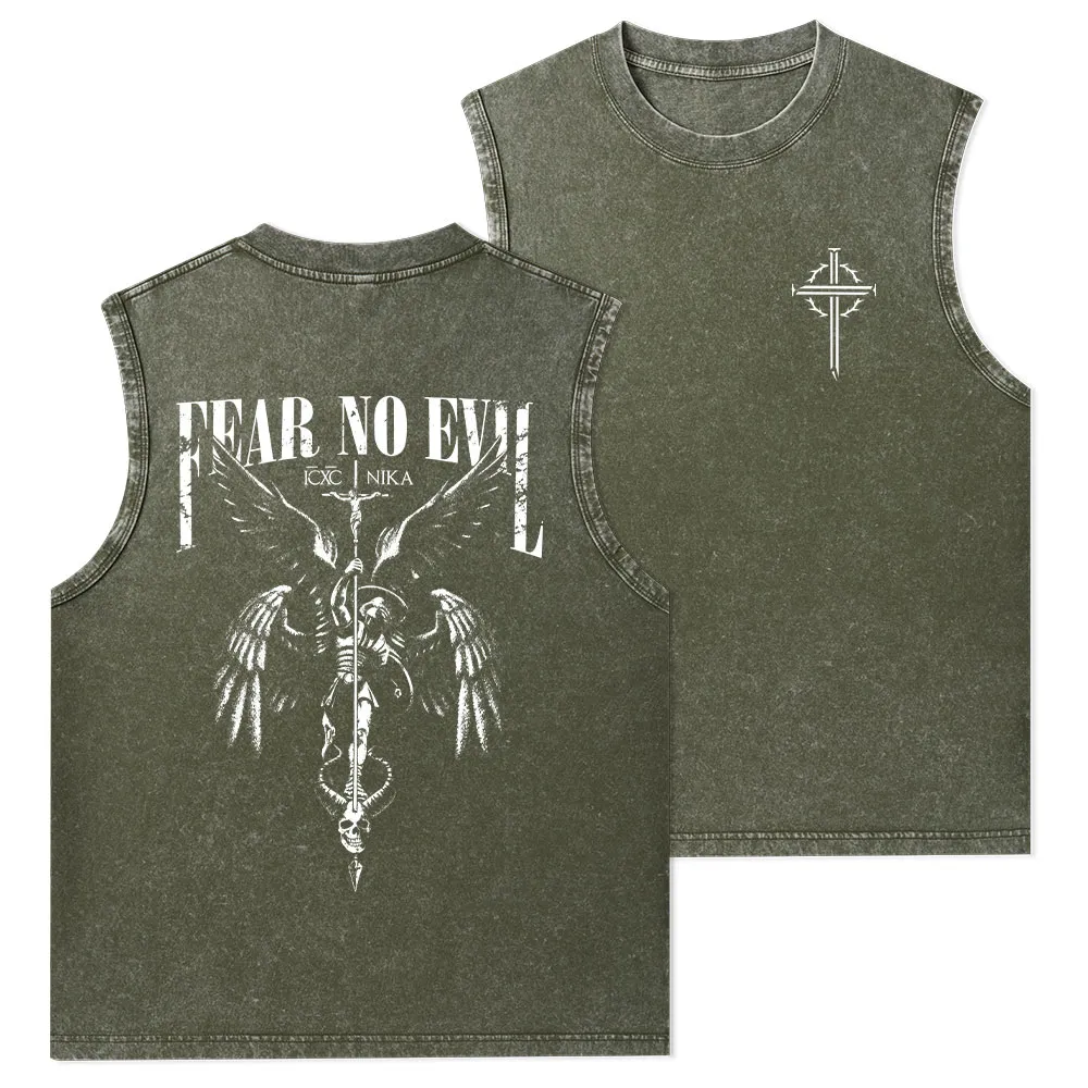 Fear No Evil Christian Washed Tank Top