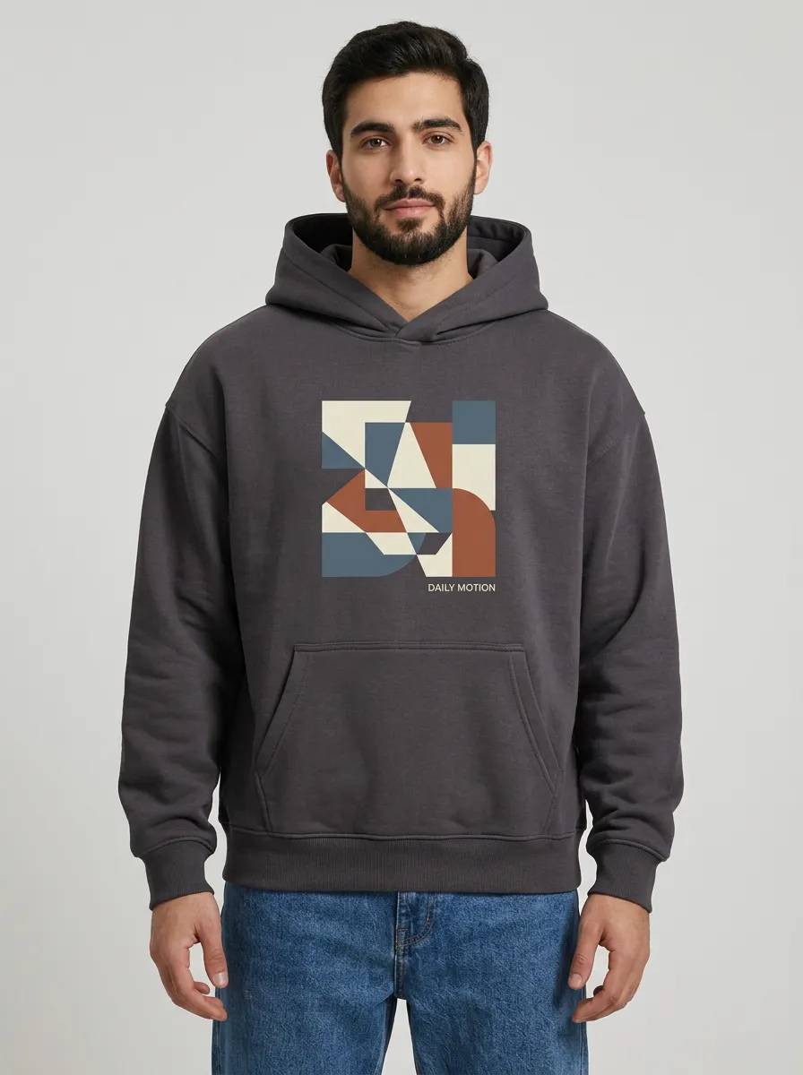 Relaxed Abstract Geometric Motion Hoodie