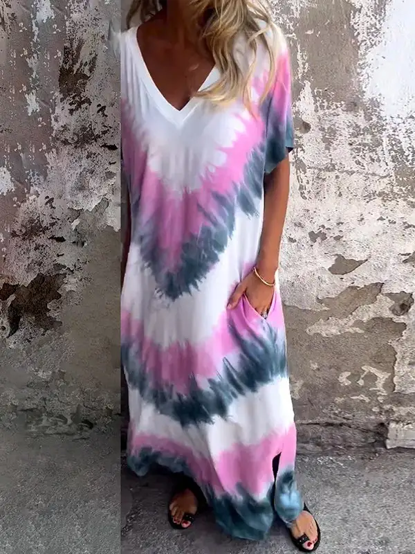 Dyed Neck Maxi Dress