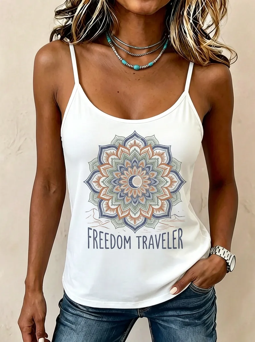 Freedom Traveler Boho Mandala Cami Tank