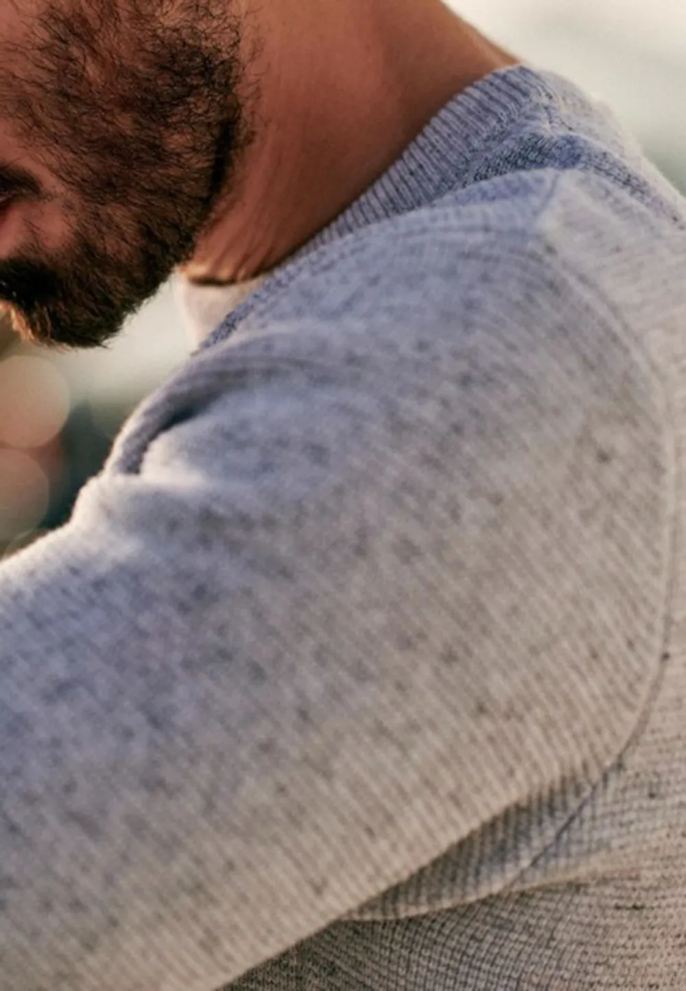 Light Grey Marled Knit Crew Neck Sweater