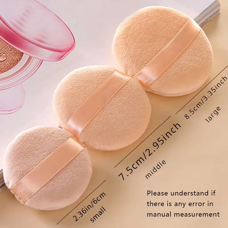 3-Size Round Makeup Sponge Set