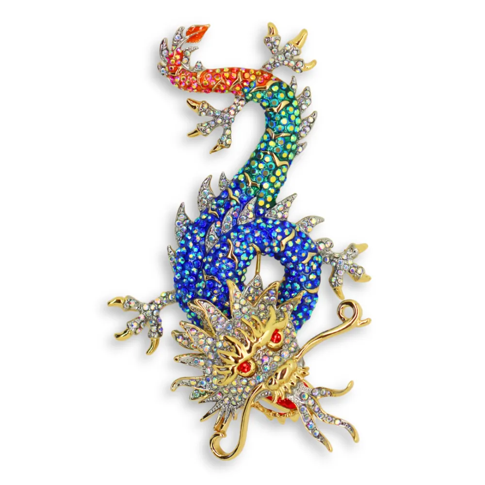 Majestic Dragon Crystal Brooch