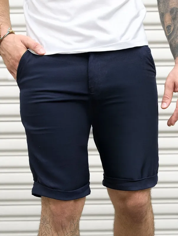 Navy Blue Stretch Shorts