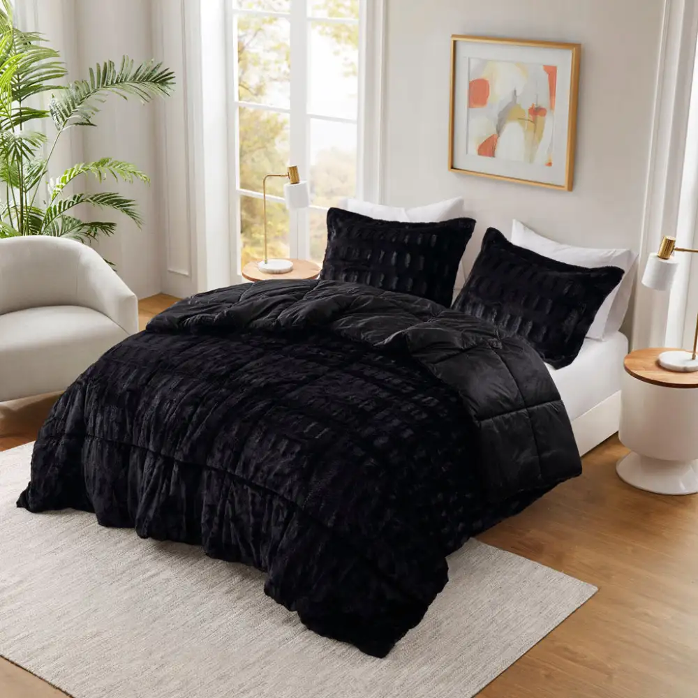 Plush Faux Fur Comforter Set