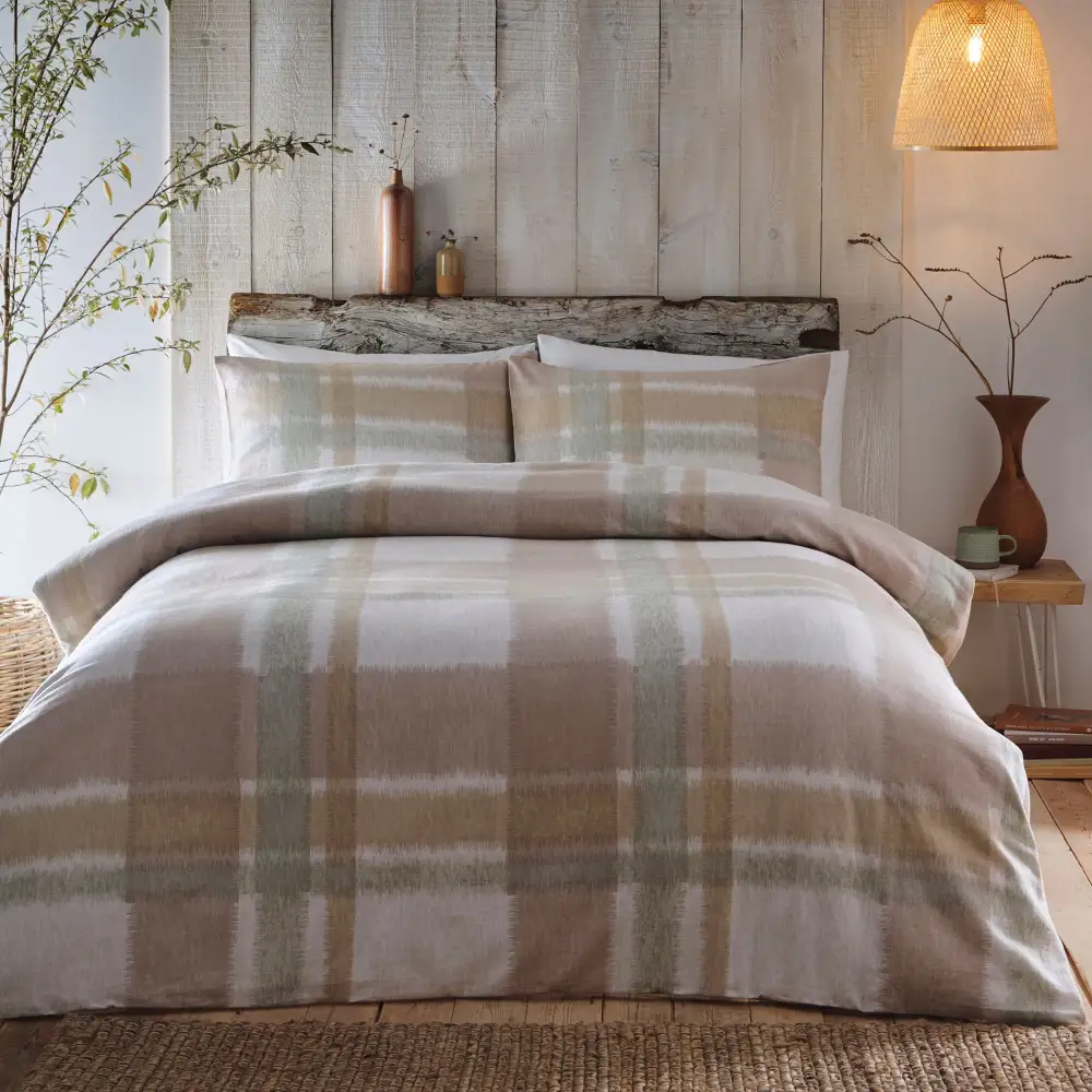 Fresh Bedroom Reversible Check Brushed Cotton Duvet Cover Set