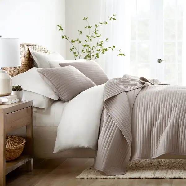Stripe Stitch Quilted Coverlet Set