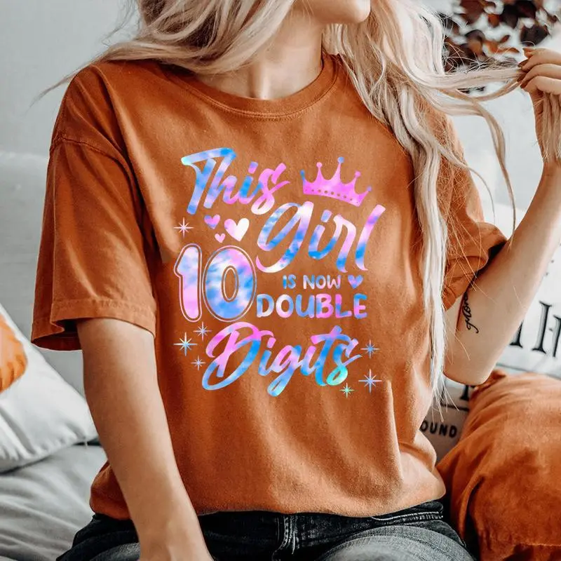 This Girl Is Now 10 Double Digits 10Th Birthday Girls Women's Oversized Comfort T-Shirt