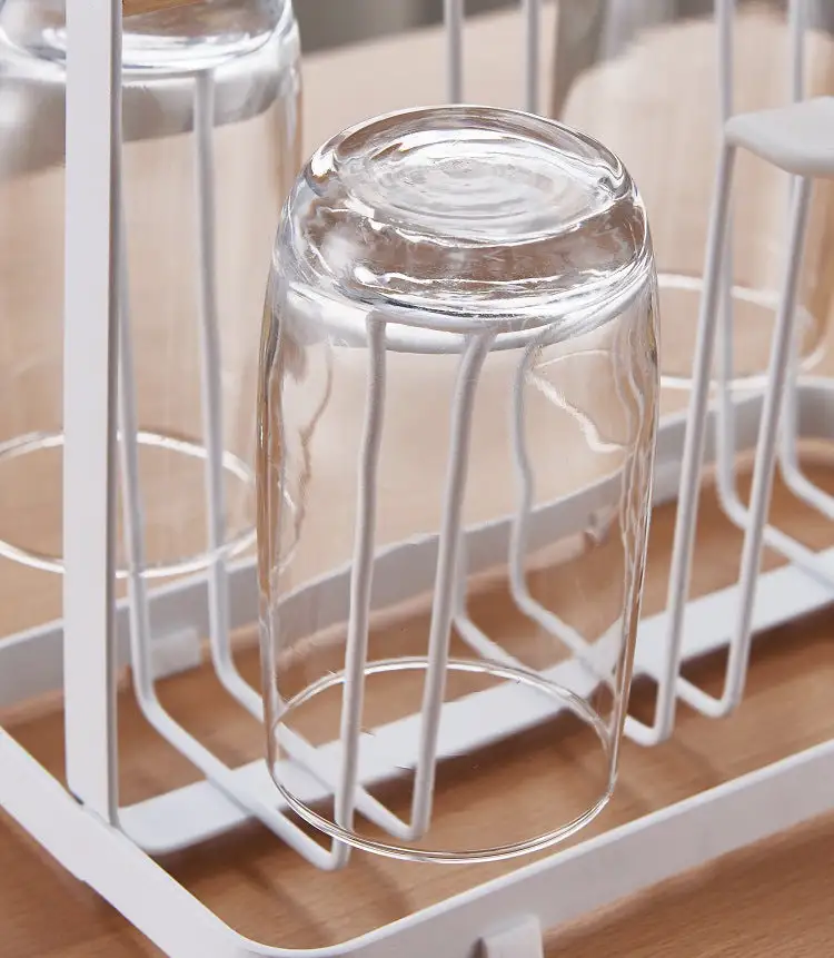 Wooden Handle Glass Holder White