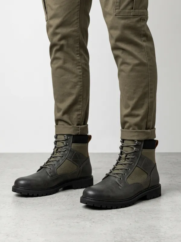 Unisex Everyday Outdoor Tactical Leather Print Work Boots