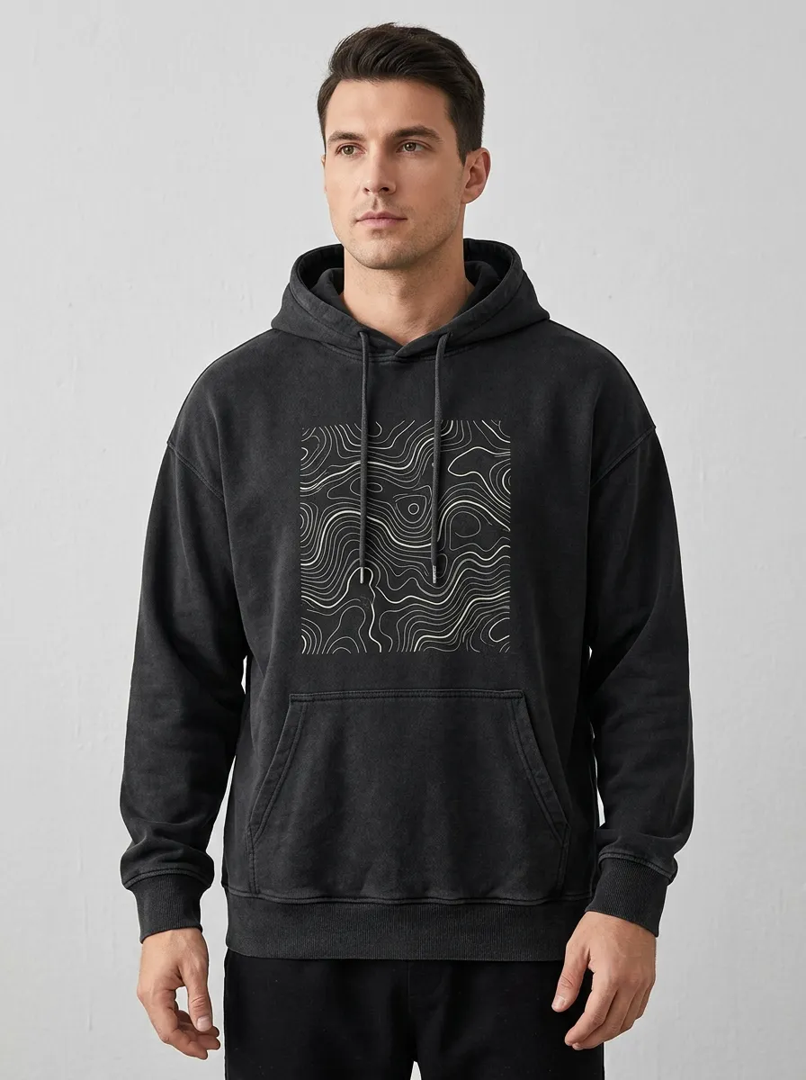 Men's Outdoor Adventure Topographic Map Print Hoodie