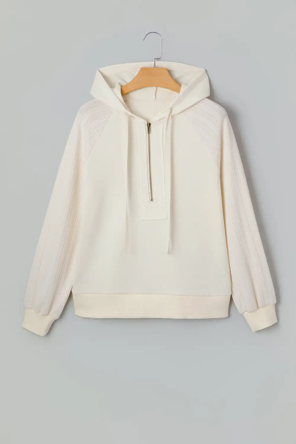 Half-Zip Textured Patchwork Hoodie