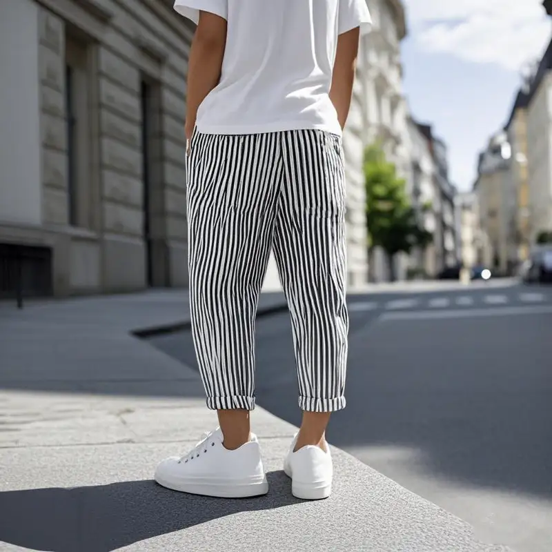 Textured Cotton Pants