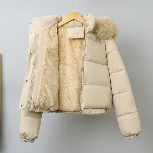 Cropped Hooded Elastic Hem Bomber Jacket