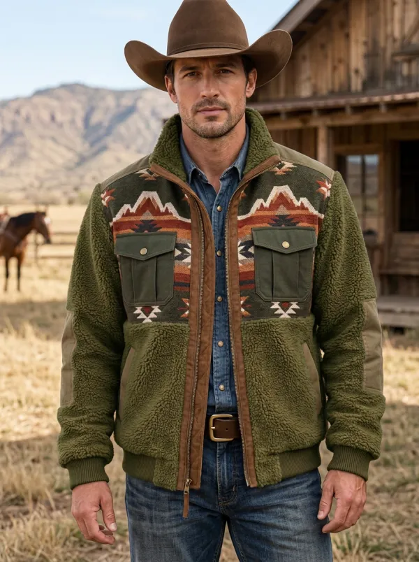 Prairie Ridge Aztec Style Men's Western Fleece Jacket