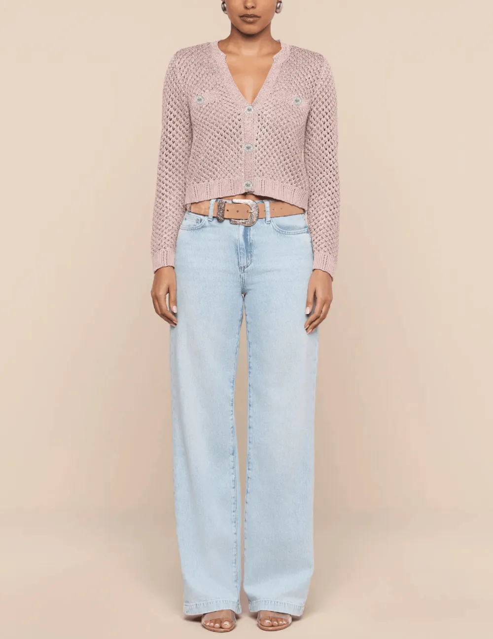 Cotton Polyester-Blend Button-Front Cropped Cardigan