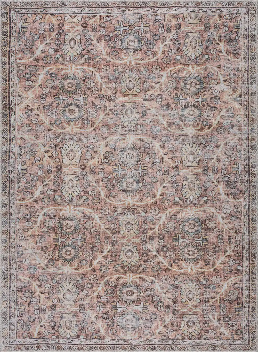 Coordinated Traditional Washable Cotton Area Rug