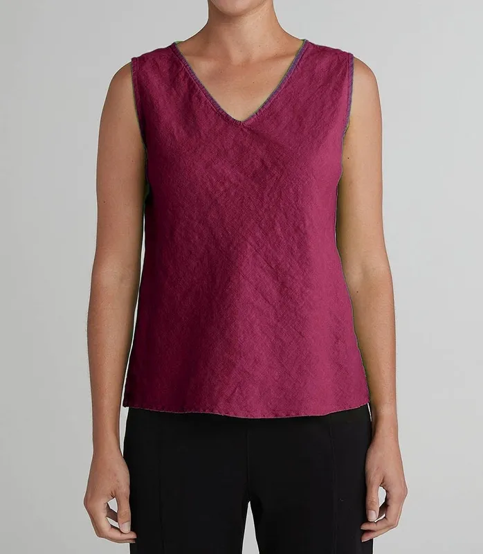 Linen V-Neck Sleeveless Tank