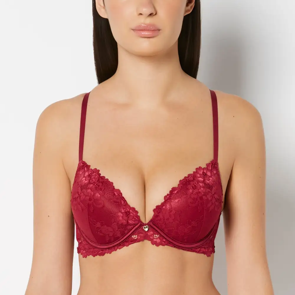 Up Cup Plunge Bra With Romantic Lace