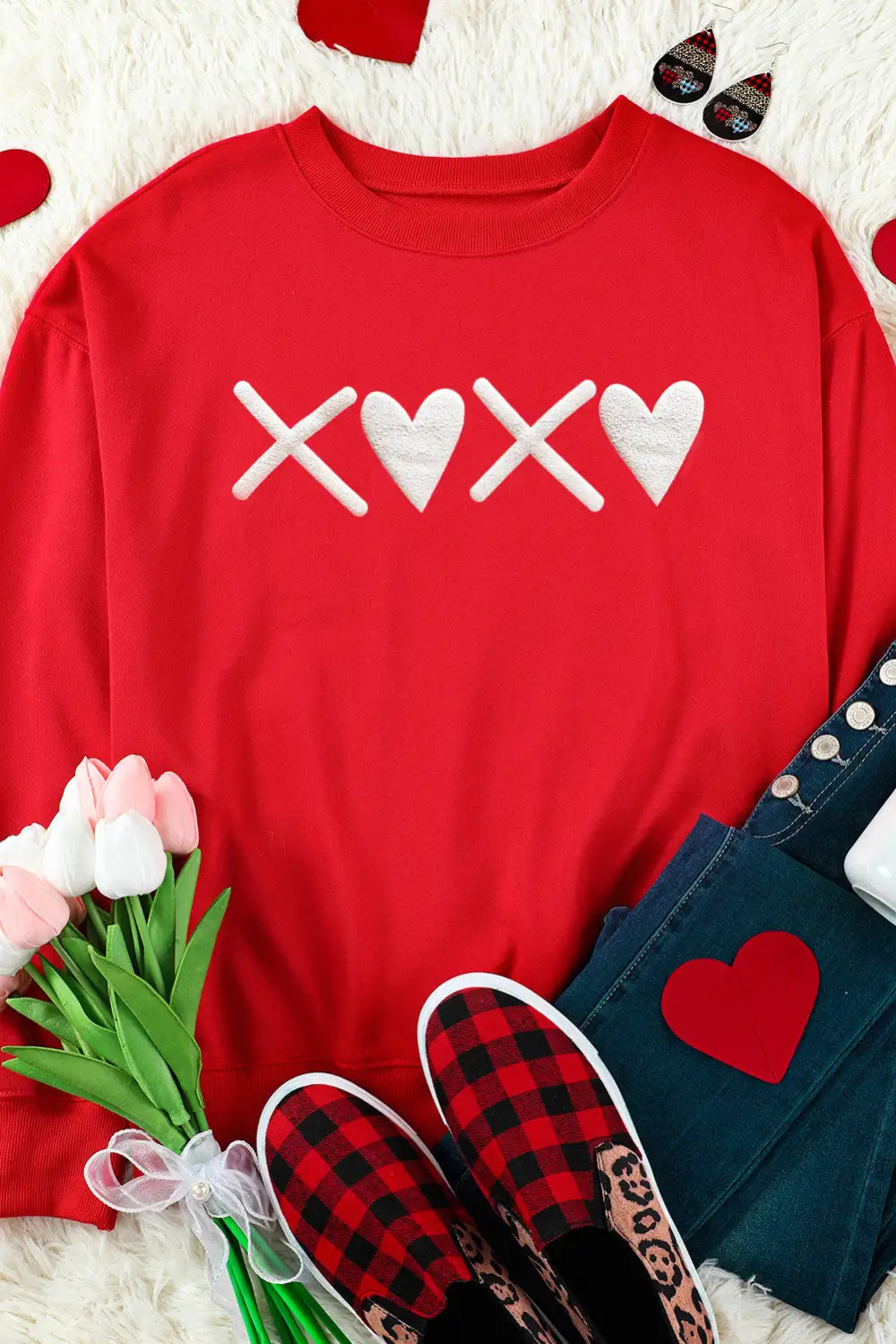 Puff XOXO Print Heart Sweatshirt
