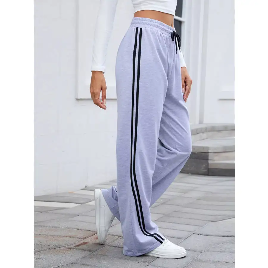 Side Striped Wide Leg Pants