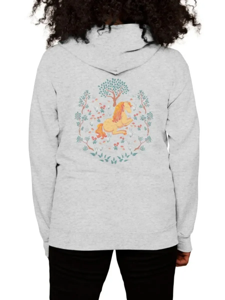 Horse and Plant Print Hoodie
