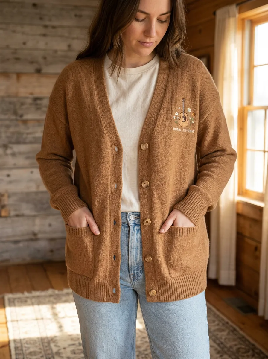 Floral Embroidered Country Music Cardigan