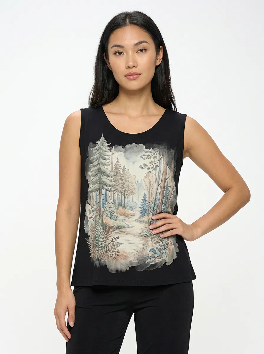 Women's Nature Lover Forest Landscape Printed Tank Top