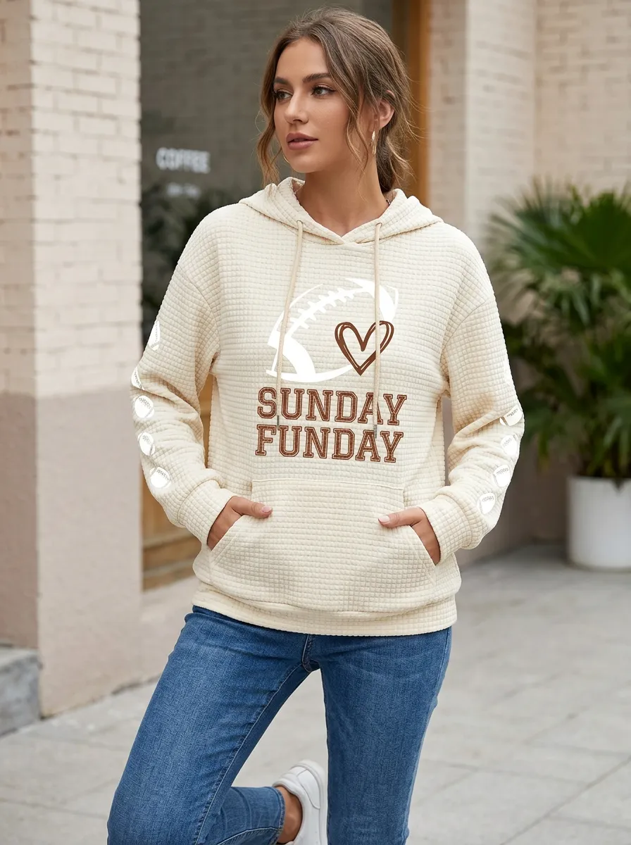 Women's Classic Gridiron Sunday Funday Heart Graphic Graphic Hoodie