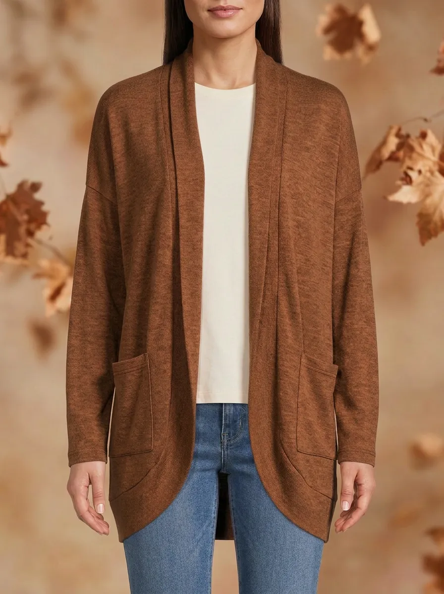 Autumnal Open-Front Knit Cardigan
