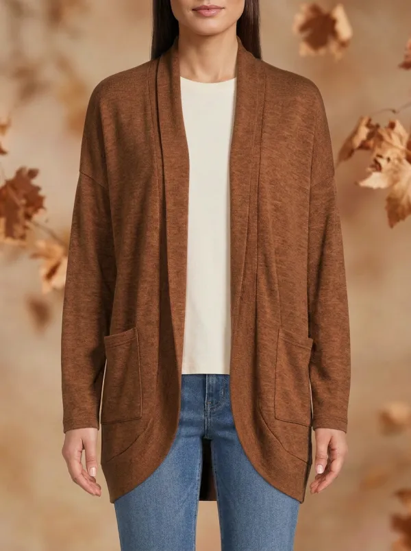 Autumnal Open-Front Knit Cardigan