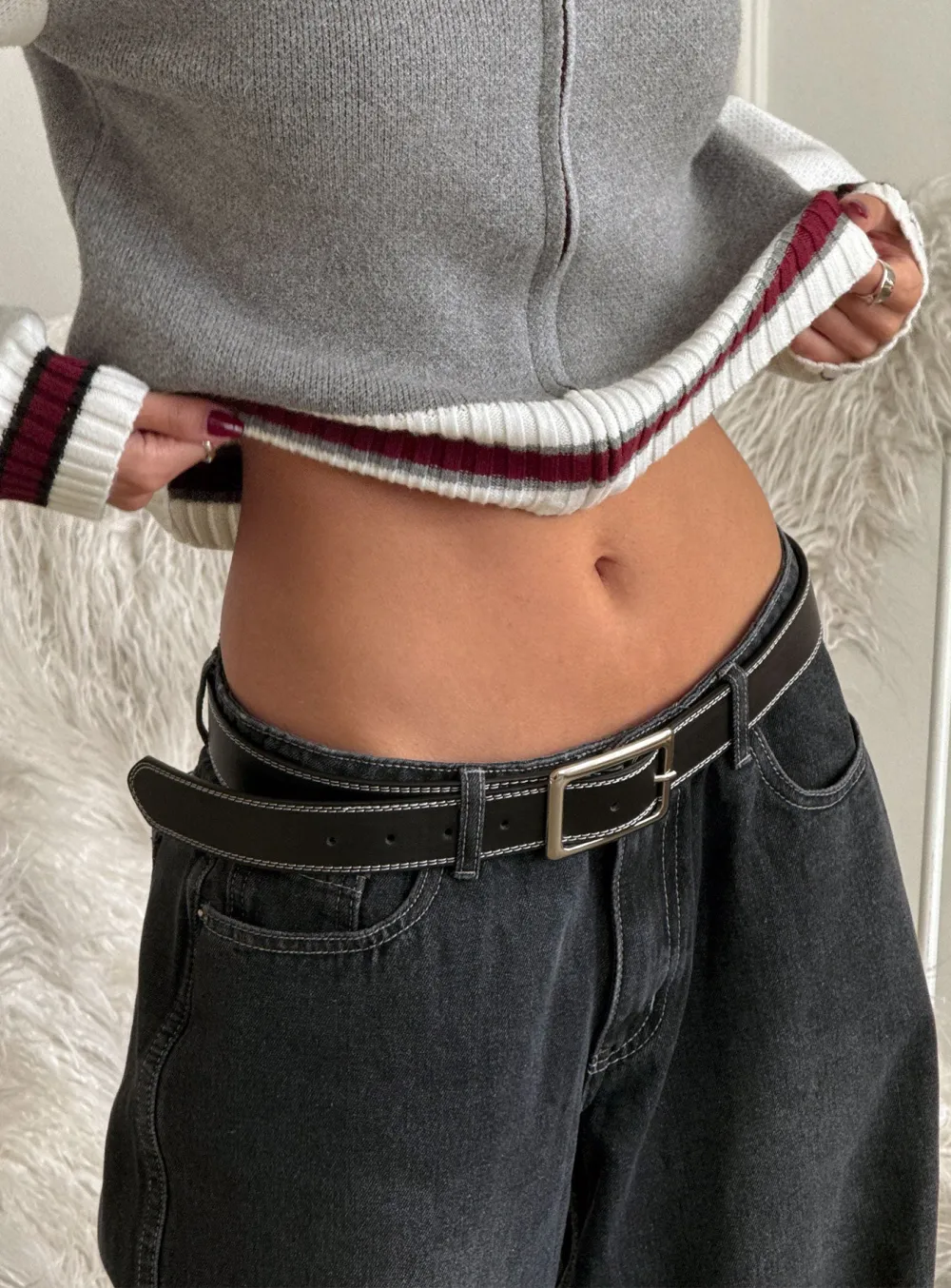 Chic Contrast Stitch Belt