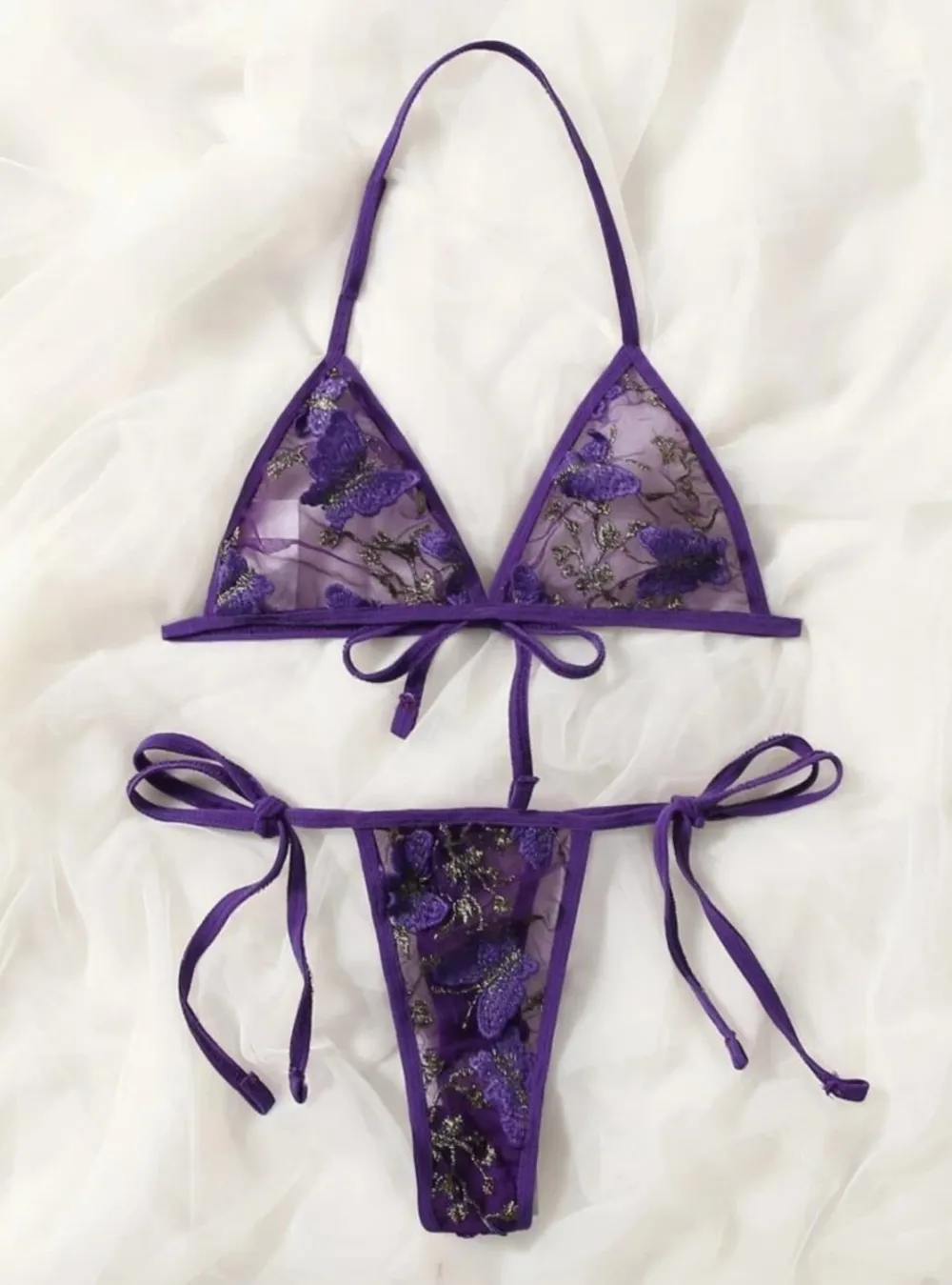 Refined Butterfly Mesh Lingerie Set
