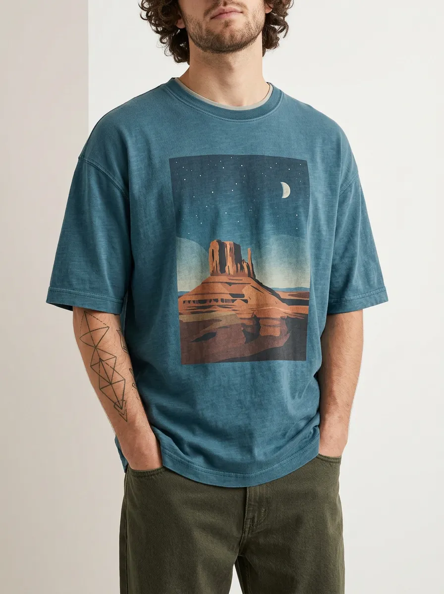 Men's Desert Night Landscape Graphic T-Shirt
