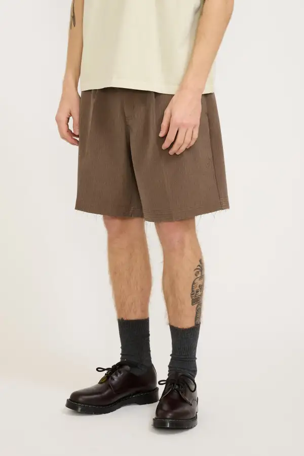 Brown Textured Casual Short Pants